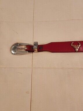 Vintage Silver Creek Conch Belt Womens 34 Red Full Grain Leather Western USA EUC